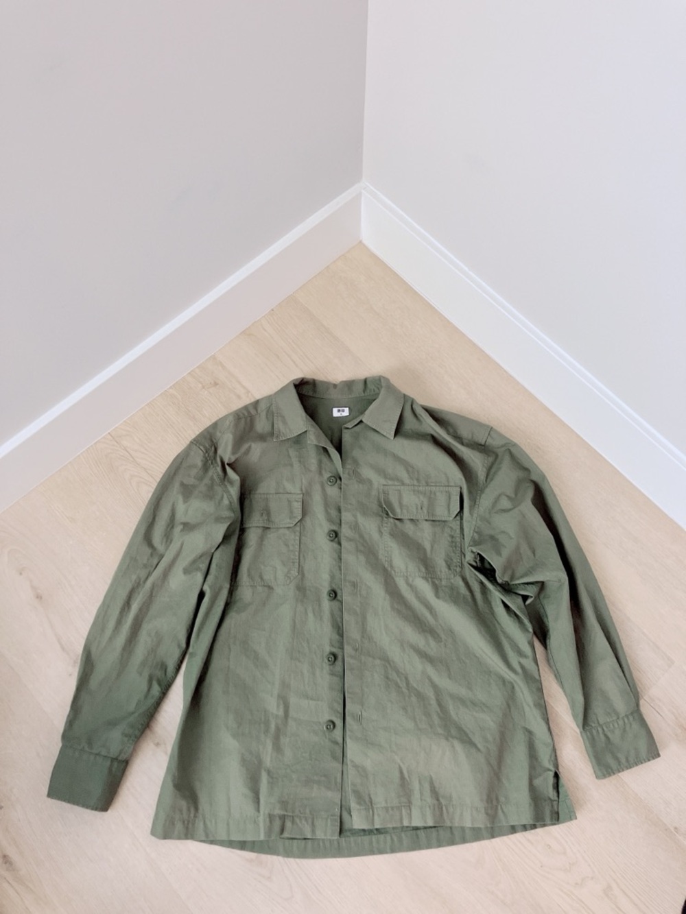 Uniqlo Olive Green Button-Up Utility Shirt